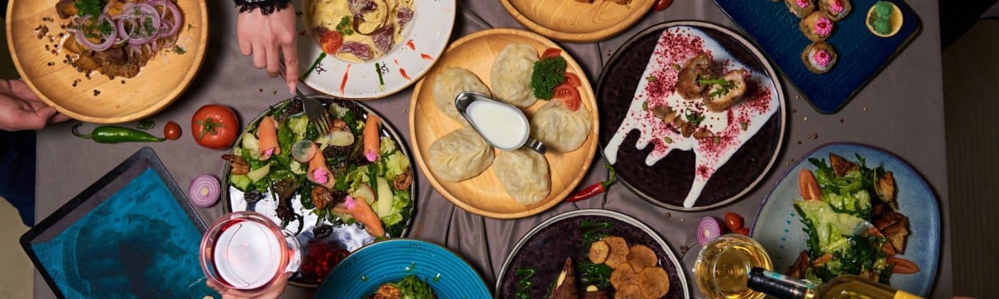 a picture of a restaurant table with tableware