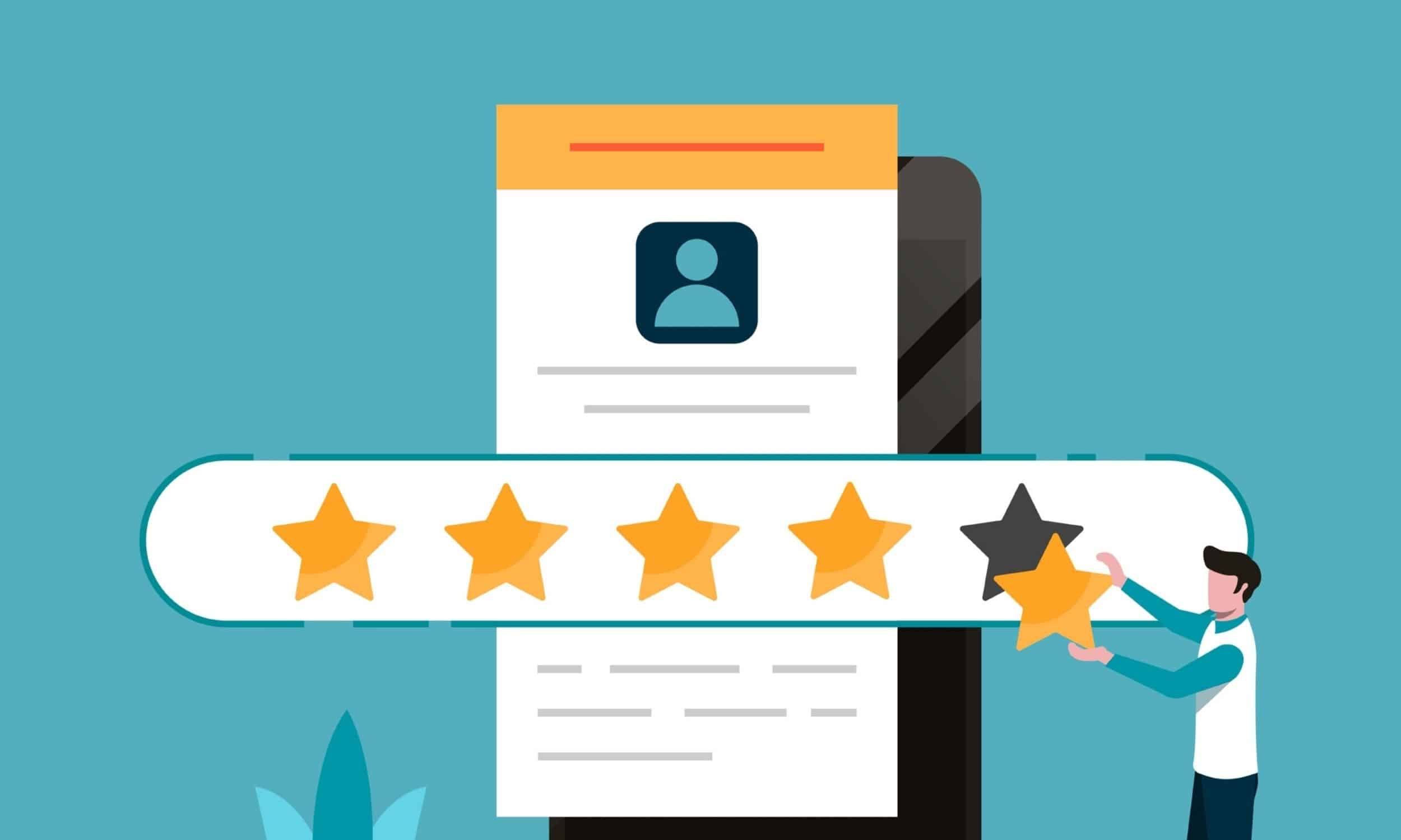 a man adding stars to a review rating