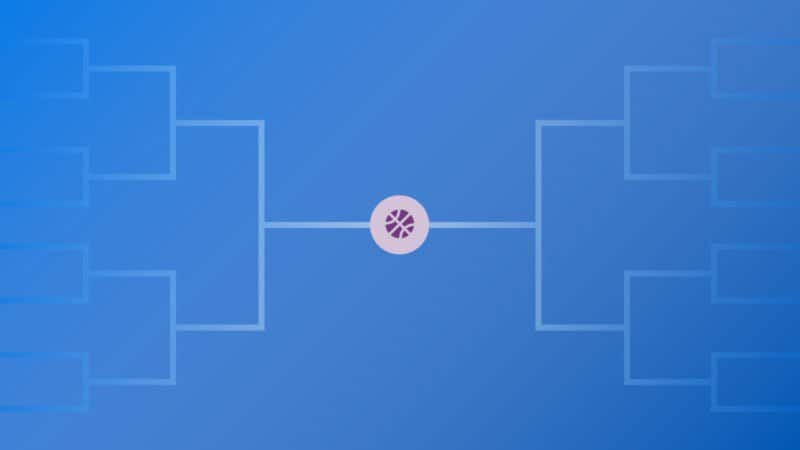 a graphic of a college basketball bracket chart for a story showing a sentiment analysis example