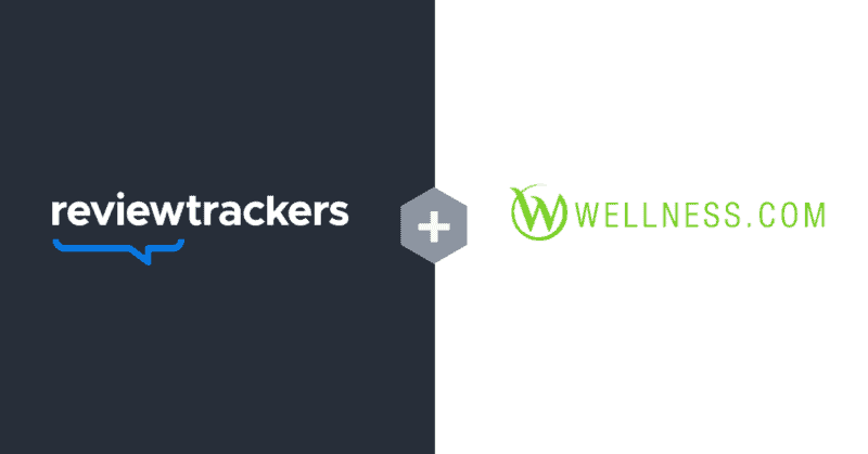 an illustration of the reviewtrackers and wellness.com logos next to each other