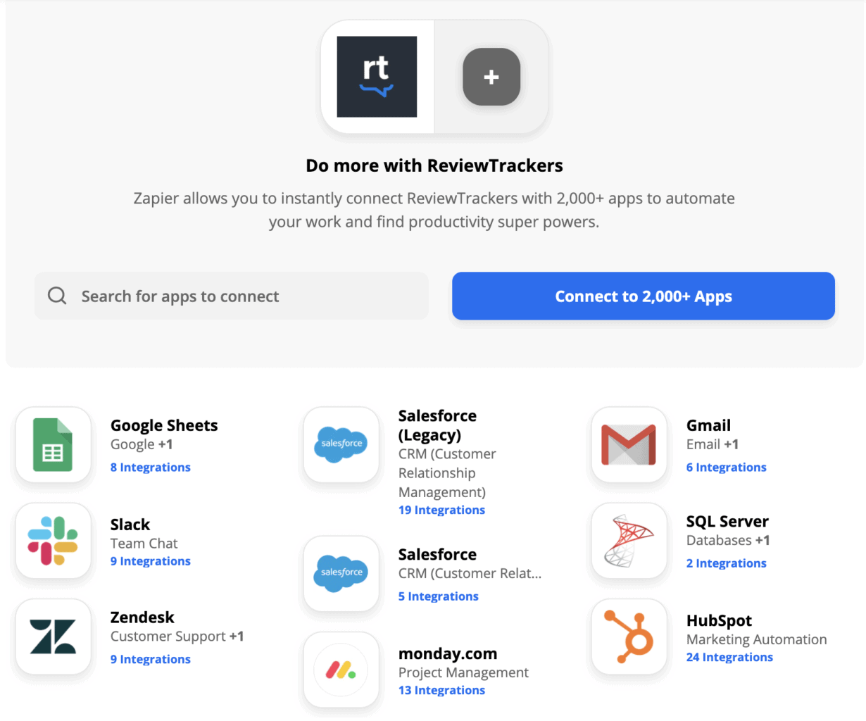 reviewtrackers zapier integrations